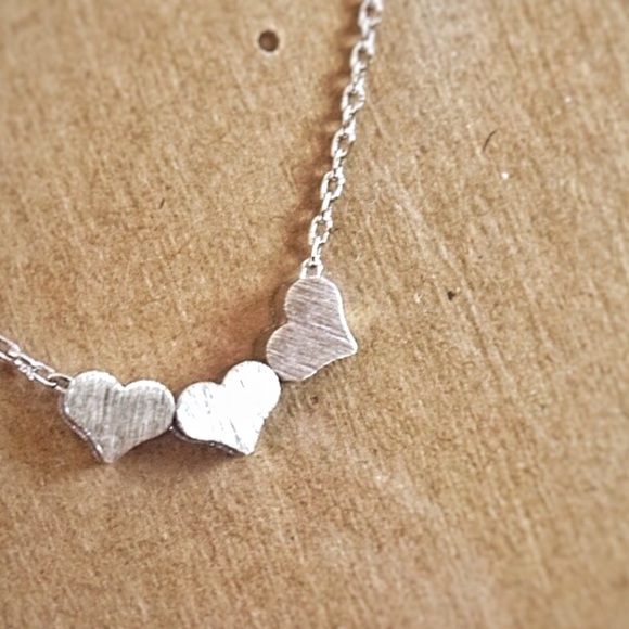Silver | Three Heart Necklace, Silver Chain - Picture 2 of 4
